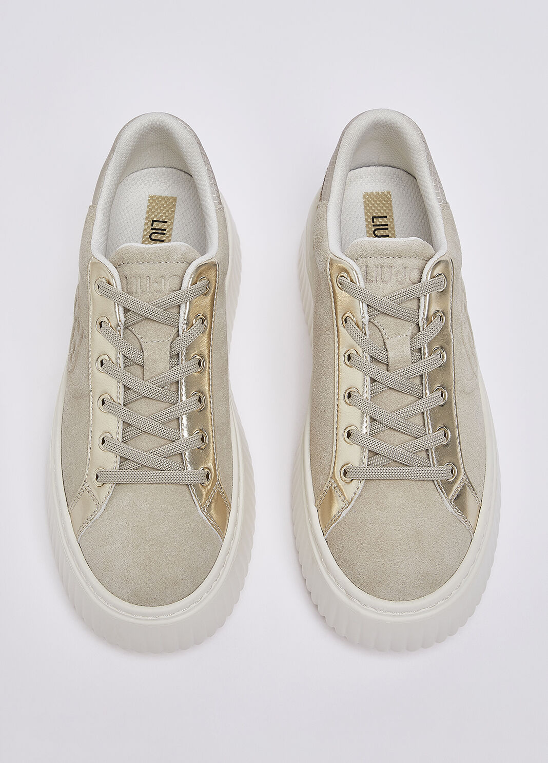 Sneakers en daim avec maxi logo beige Liu Jo - large image number 3