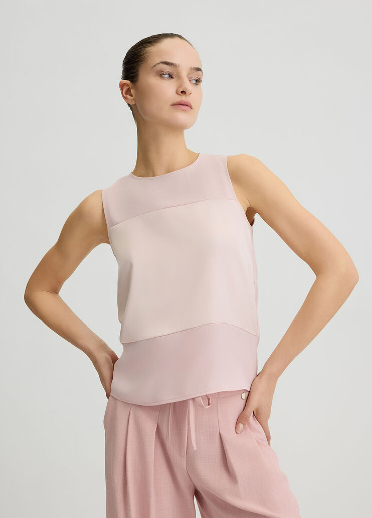 Georgette and satin top light pink Liu Jo - medium Georgette and satin top light pink Liu Jo - medium