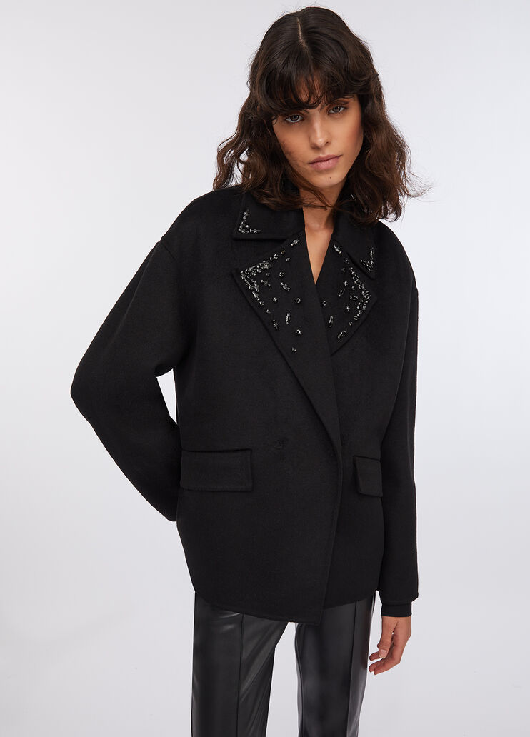 Wollmantel mit Schmuckstickerei Schwarz Liu Jo - large image number 0 Wollmantel mit Schmuckstickerei Schwarz Liu Jo - large image number 0