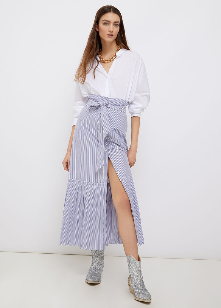 Langer Rock mit Streifen Weiß/Azurblau Liu Jo - large image number 3 Langer Rock mit Streifen Weiß/Azurblau Liu Jo - large image number 3