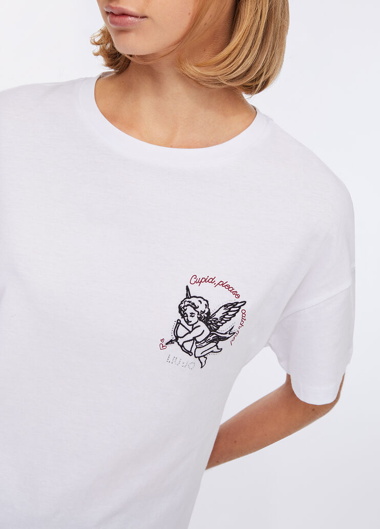T-shirt with embroidery and rhinestones white Liu Jo - medium T-shirt with embroidery and rhinestones white Liu Jo - medium