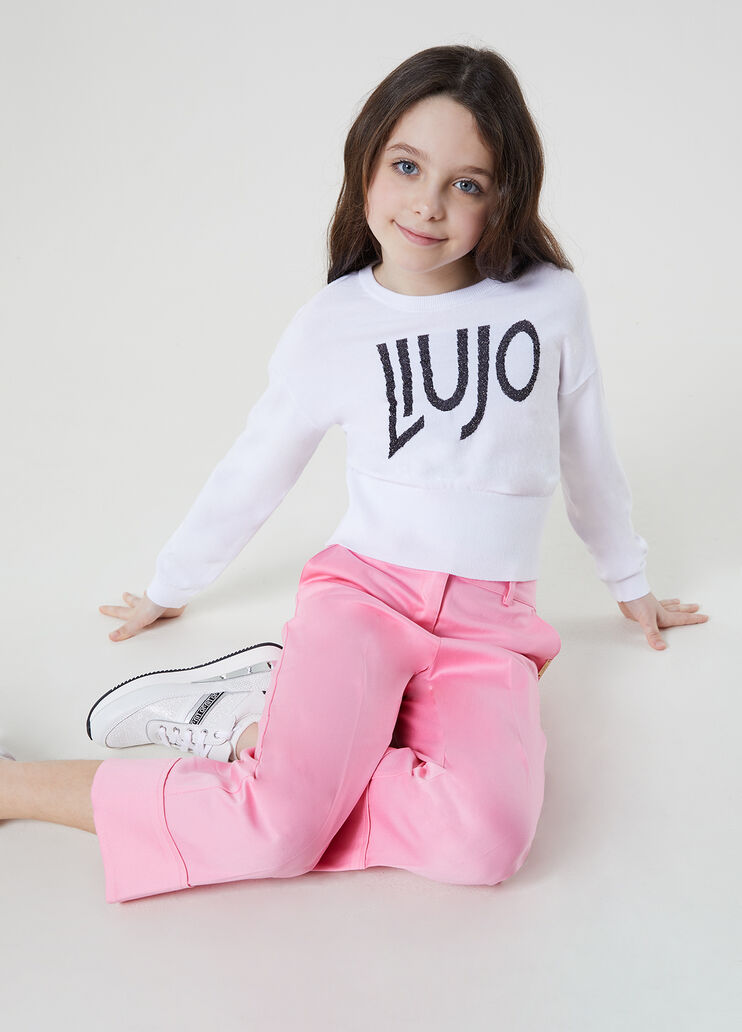 Eco-friendly jumper with logo white/black Liu Jo - large image number 3