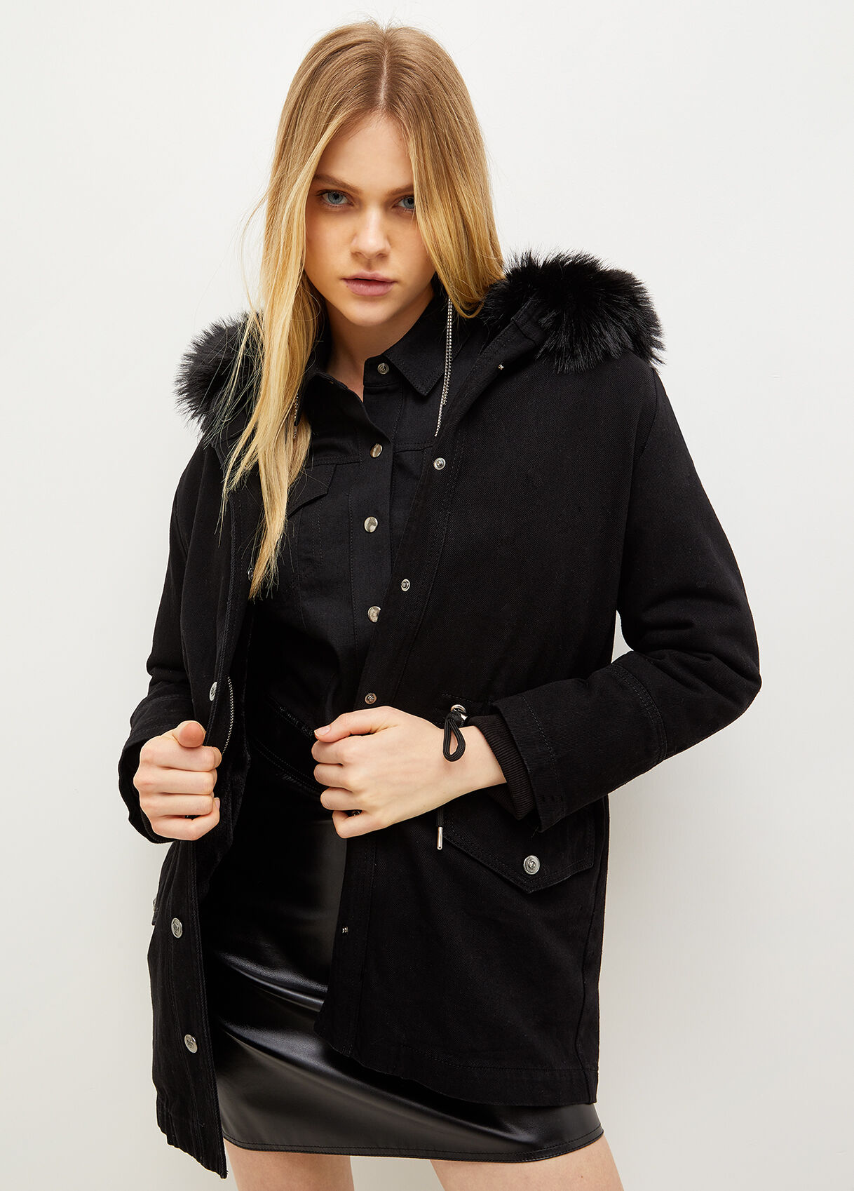 Denim parka