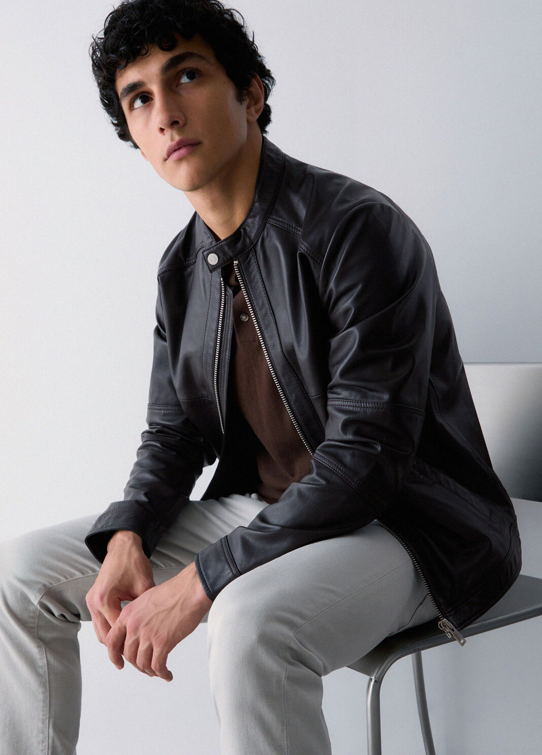 Leather biker jacket chocolate Liu Jo - large image number 3