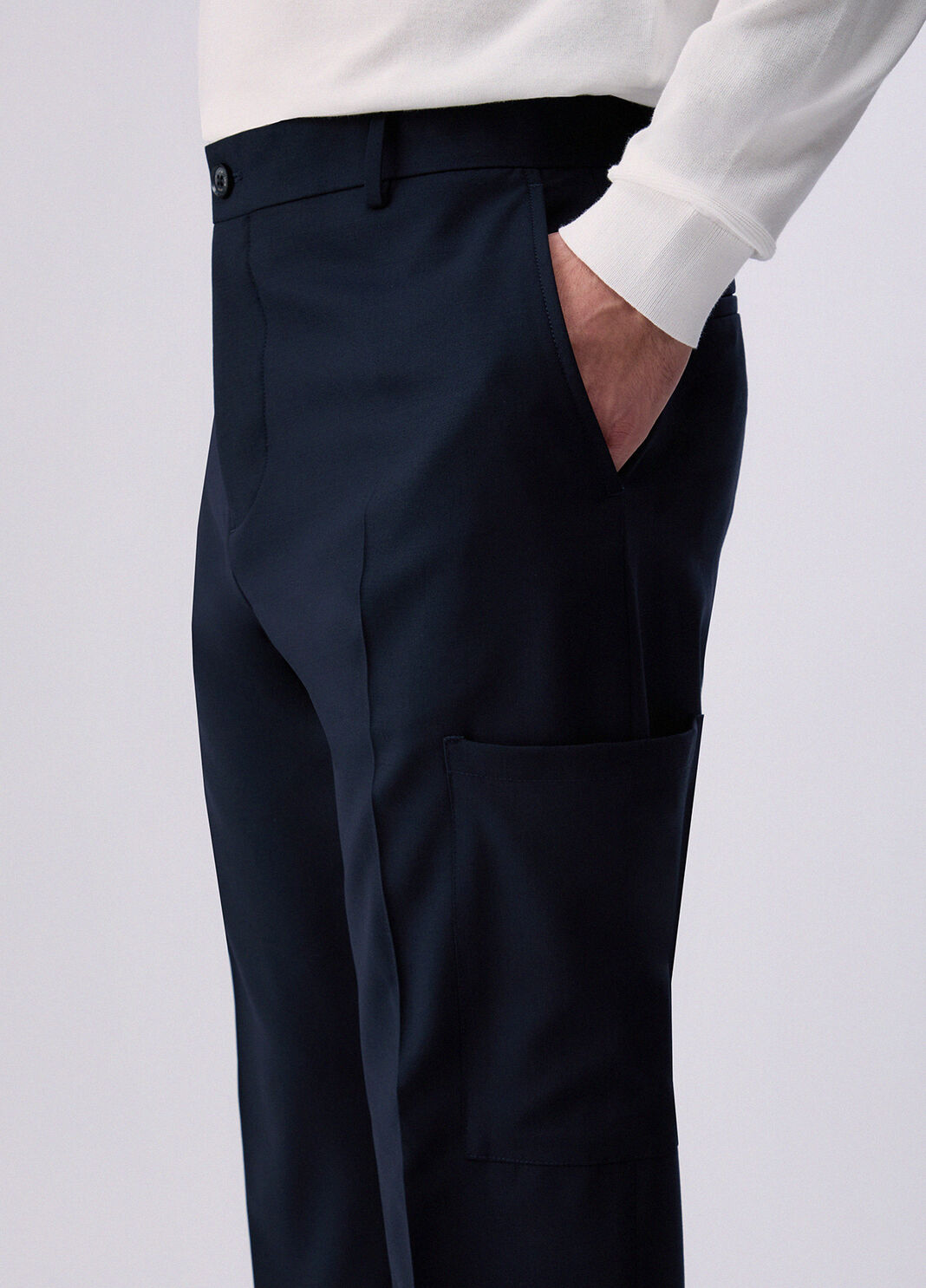 Pantal&oacute;n worker de mezcla de lana azul oscuro Liu Jo - large image number 4