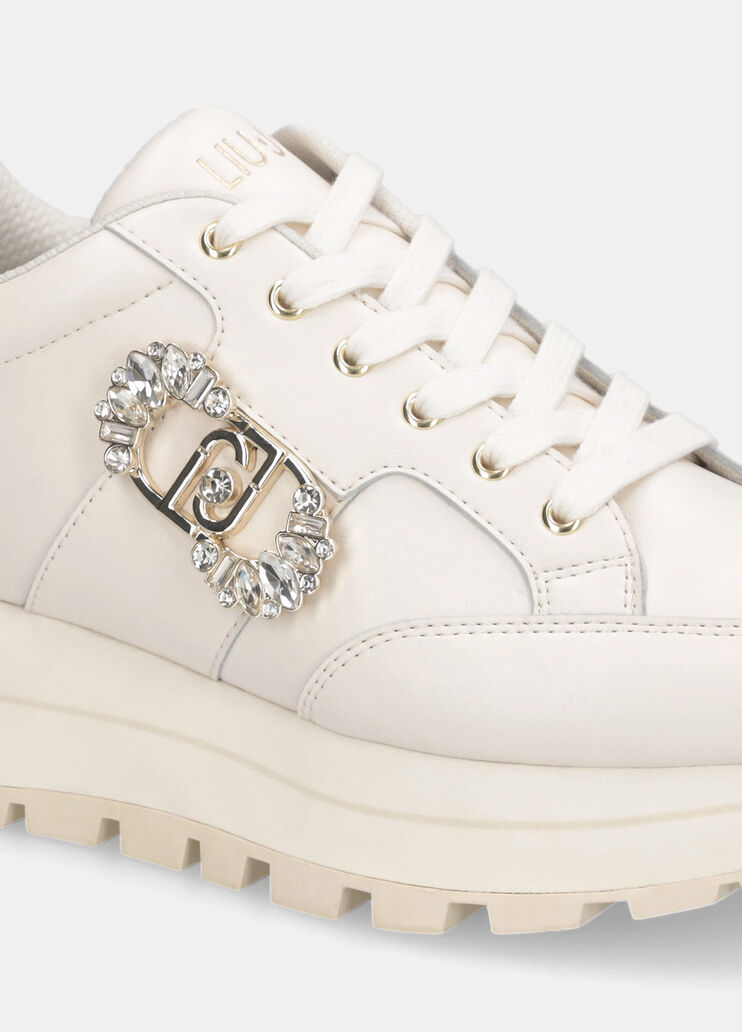 Leather sneakers with jewel logo white Liu Jo - medium