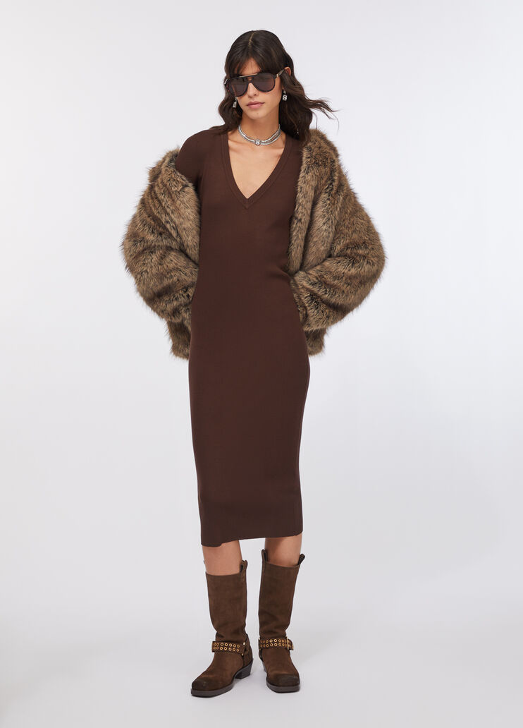 Knit dress with gemstones chocolate Liu Jo - large image number 5