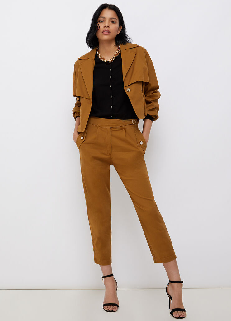 Wide trousers in gabardine bronze Liu Jo - large image number 3