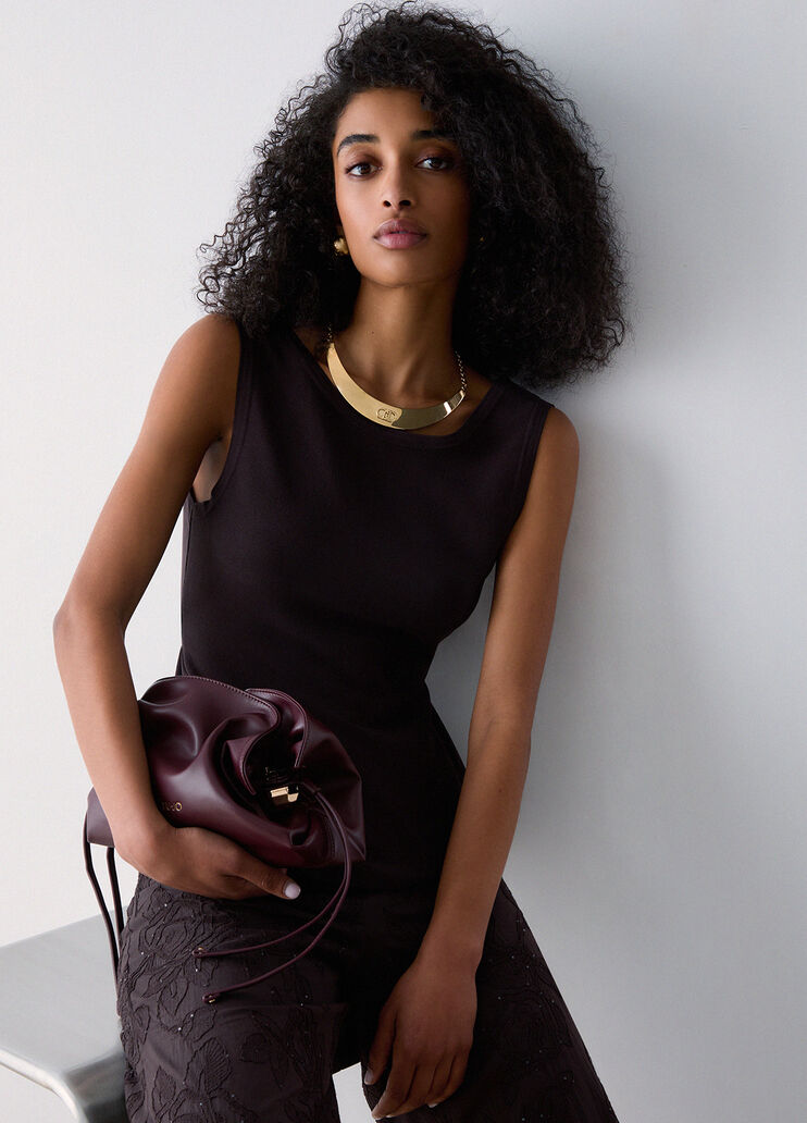 Top con fiocco dietro marrone scuro Liu Jo - medium