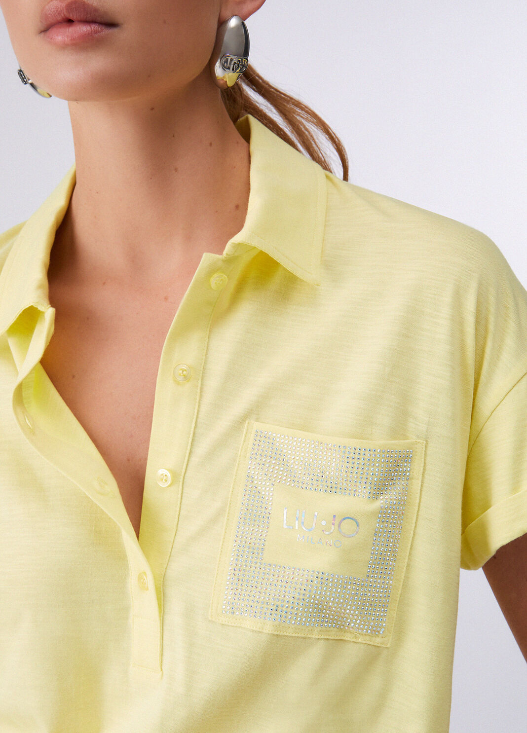 Poloshirt mit Strass Gelb Liu Jo - large image number 4