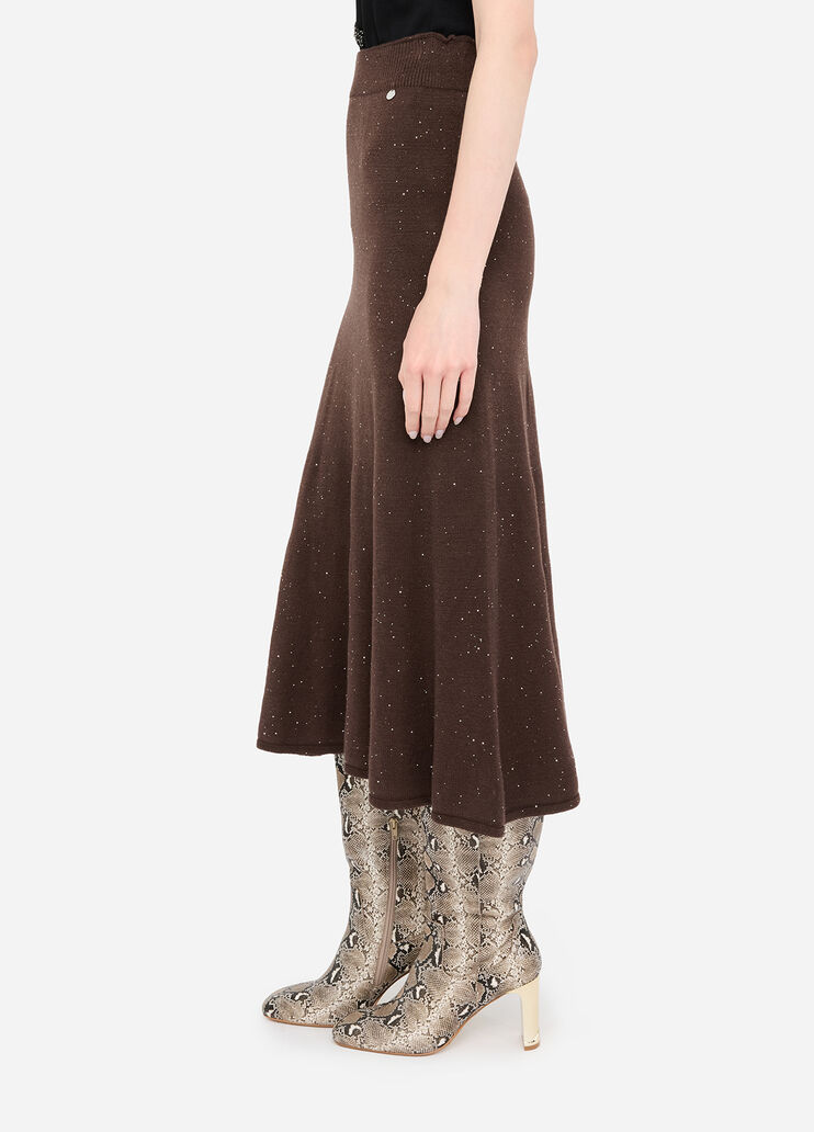 Midirock aus Strick mit Pailletten Schokolade Liu Jo - large image number 4