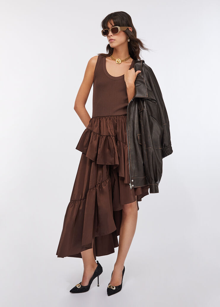 Asymmetrical dress with flounced detailing dark brown Liu Jo - large image number 5