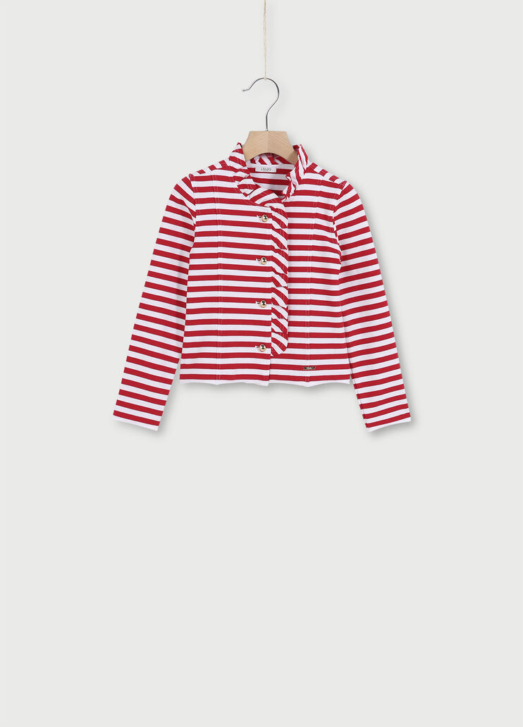 Felpa a righe con bottoni Bianco/rosso Liu Jo - large image number 0 Felpa a righe con bottoni Bianco/rosso Liu Jo - large image number 0