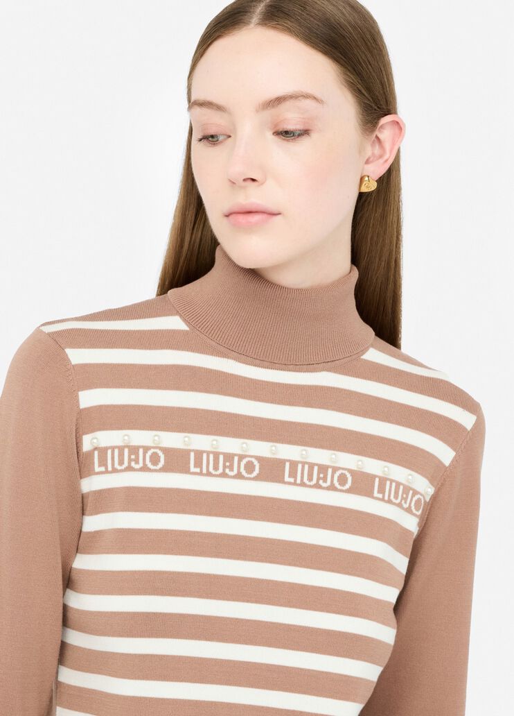 Striped polo-neck jumper chocolate Liu Jo - medium Striped polo-neck jumper chocolate Liu Jo - medium