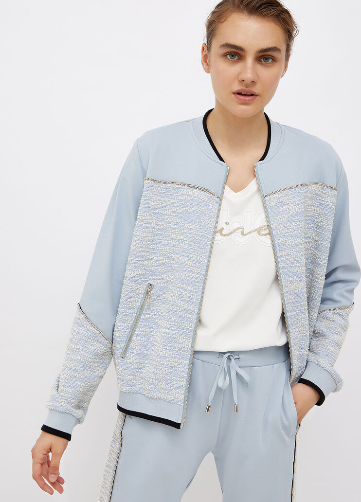 Felpa con dettagli jacquard azzurro Liu Jo - large image number 0