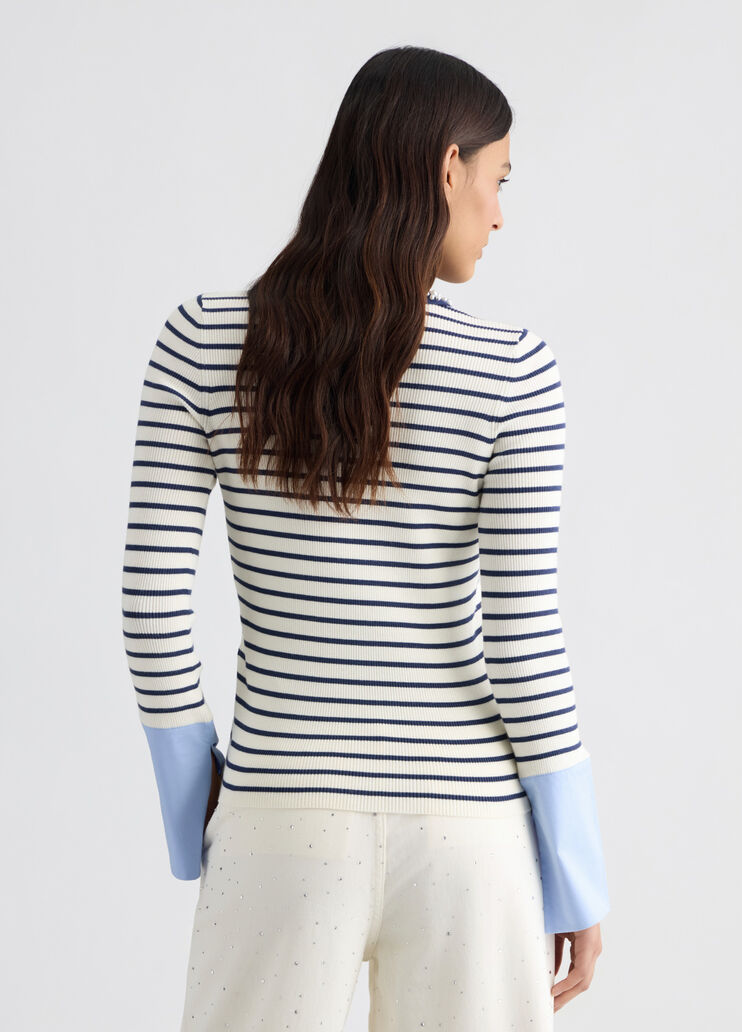 Striped cardigan with collar white/blue Liu Jo - large image number 1 Striped cardigan with collar white/blue Liu Jo - large image number 1