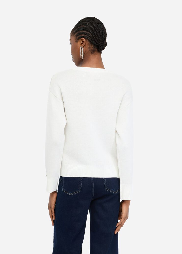 Pull jacquard en laine blanc Liu Jo - large image number 1