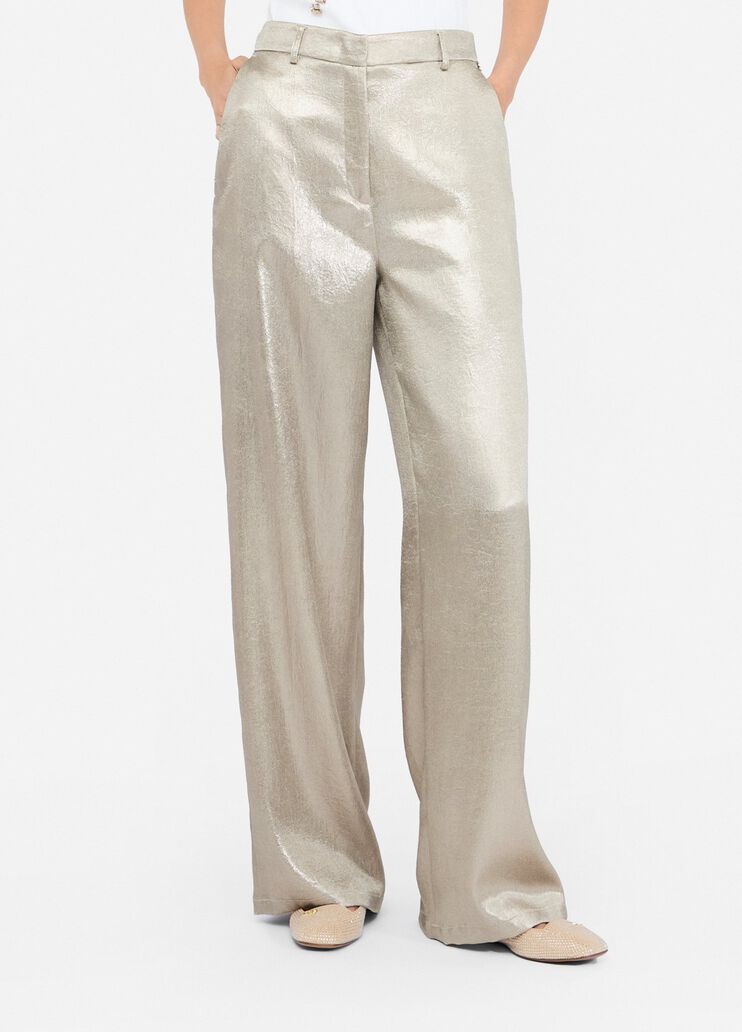 Laminated crepe trousers gold Liu Jo - large image number 0