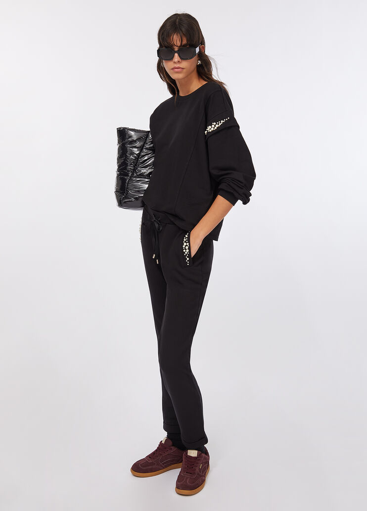 Sweatshirt mit Perlen Schwarz Liu Jo - medium