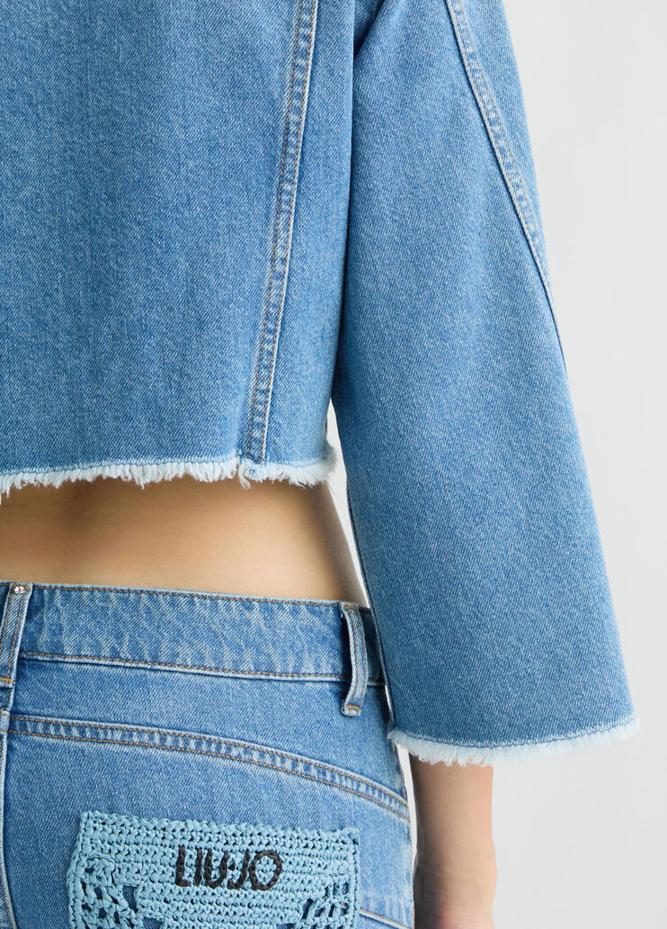 Cropped denim jacket Blue denim Liu Jo - large image number 4 Cropped denim jacket Blue denim Liu Jo - large image number 4