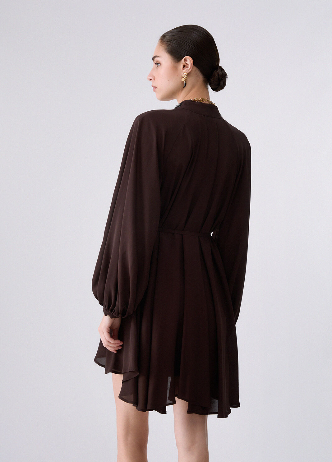 Short dress in georgette mocha Liu Jo - large image number 1