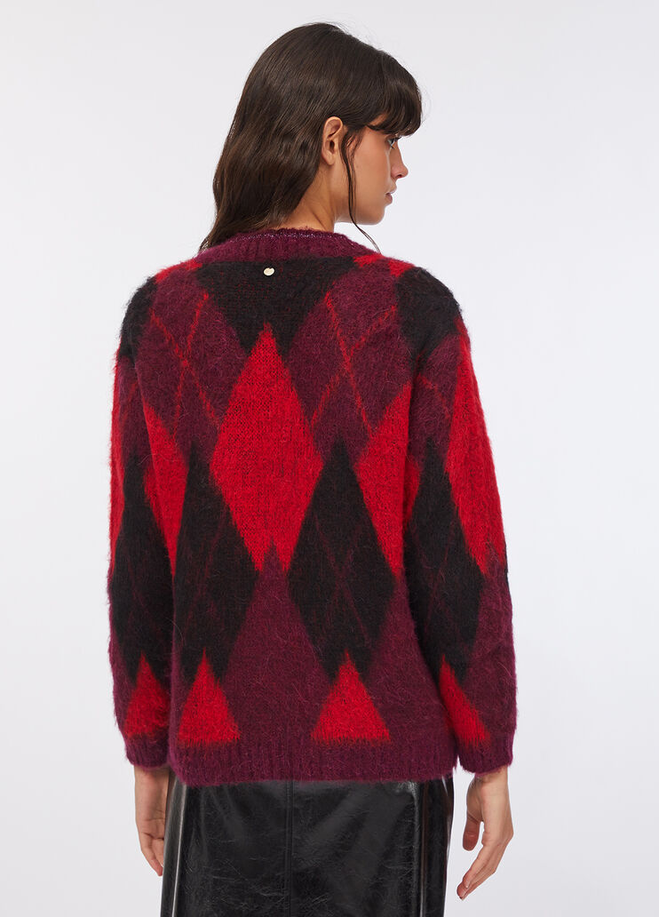 Diamond-patterned wool and alpaca cardigan red Liu Jo - large image number 1