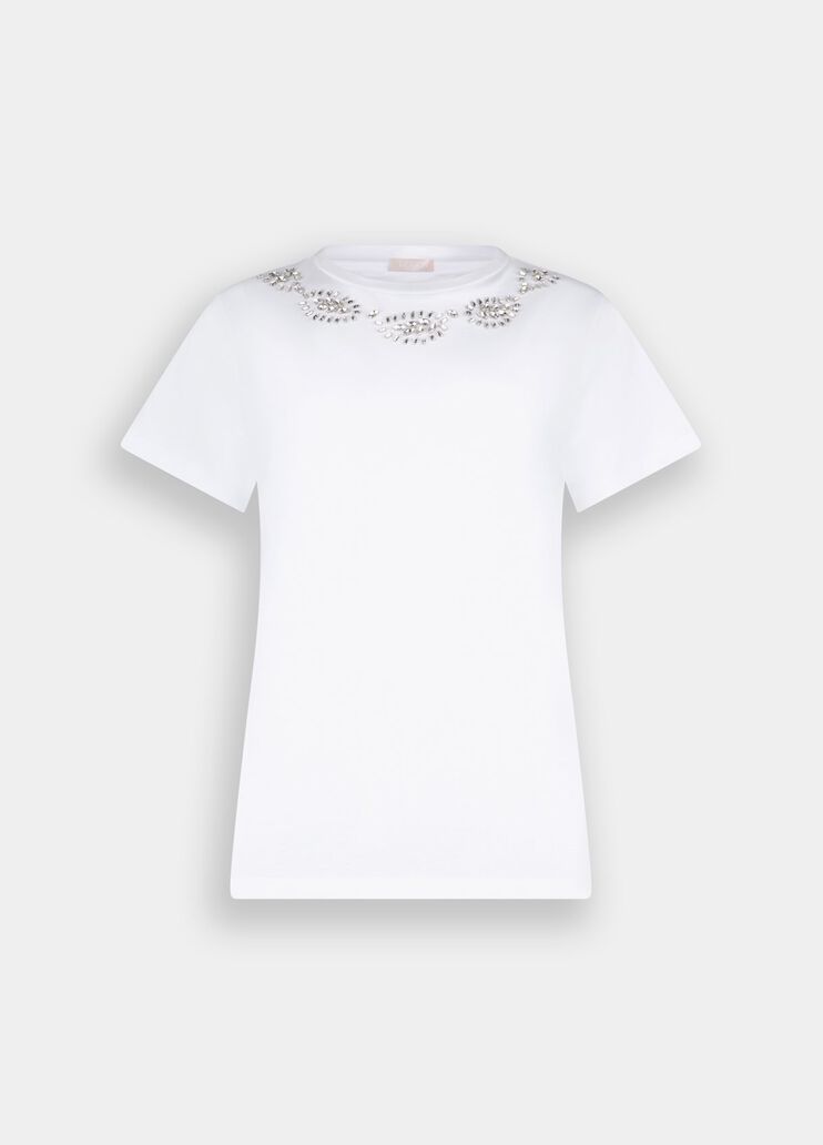 T-shirt with jewel embroidery white/gemstones Liu Jo - large image number 6