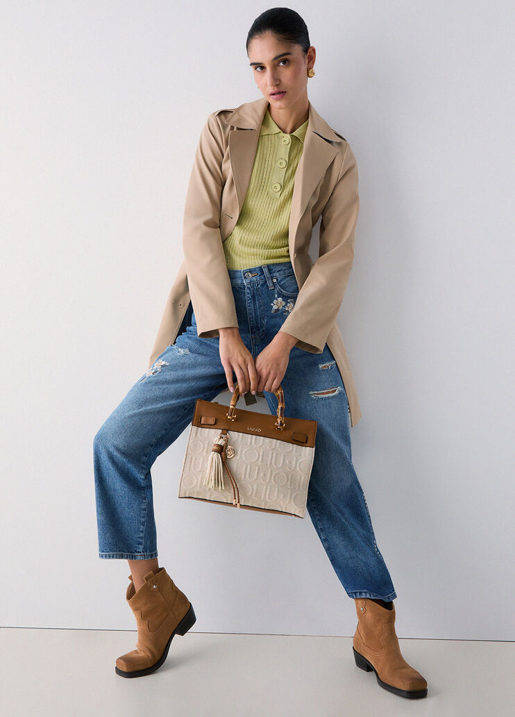 Langer Trenchcoat mit G&uuml;rtel Beige Liu Jo - medium