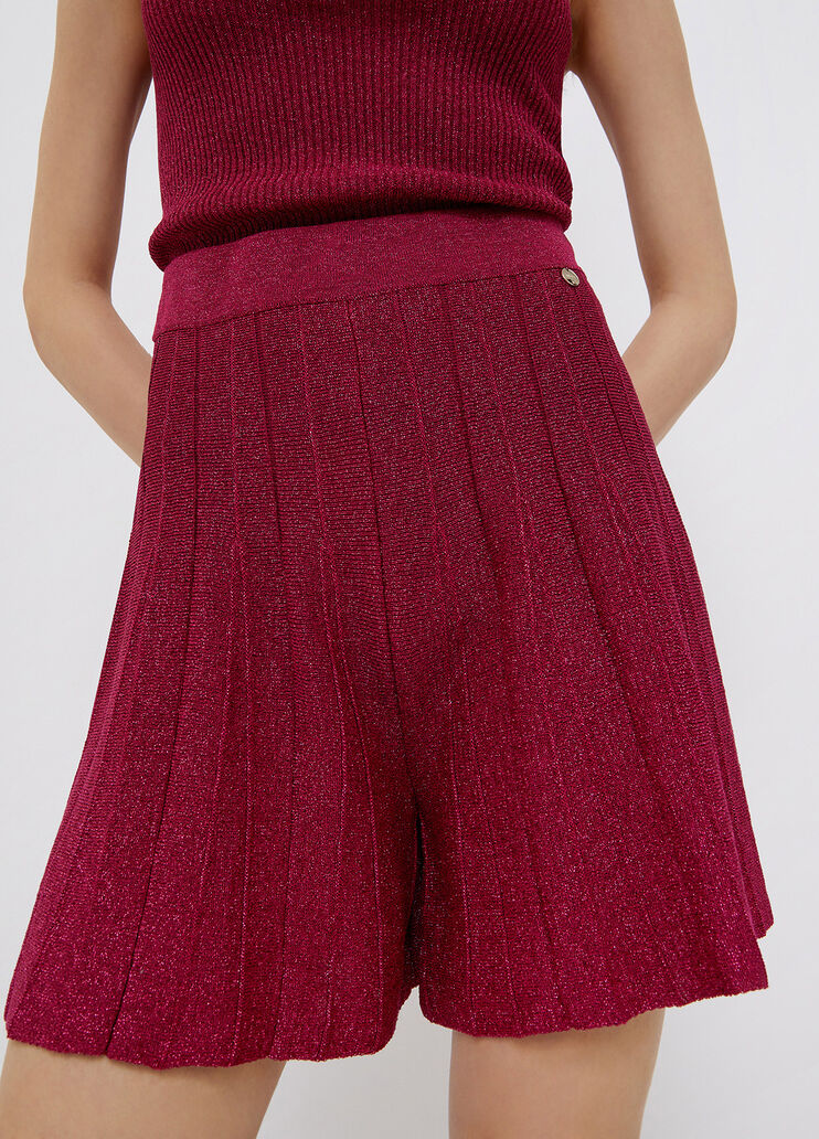 Pleated short in lurex® magenta Liu Jo - large image number 2 Pleated short in lurex® magenta Liu Jo - large image number 2