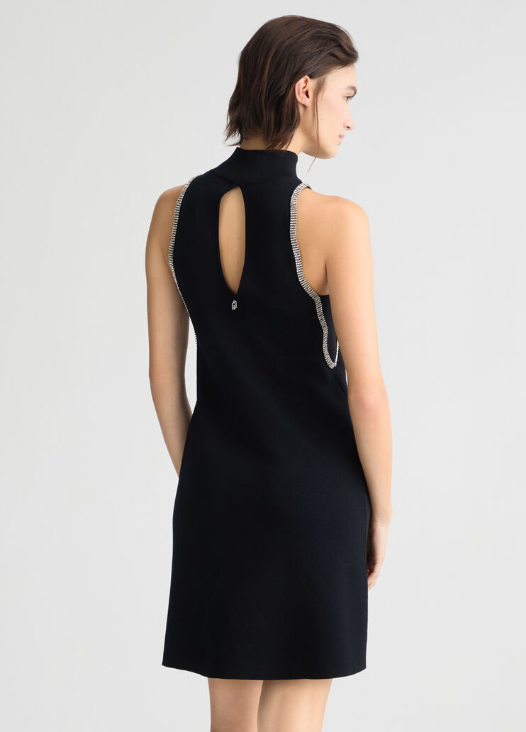 Knit dress with rhinestones black Liu Jo - large image number 1 Knit dress with rhinestones black Liu Jo - large image number 1