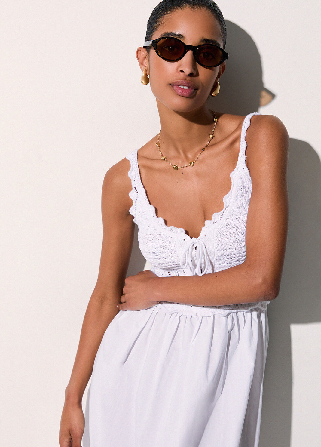 Langes Kleid mit Lochmuster am Oberteil Wei&szlig; Liu Jo - large image number 3