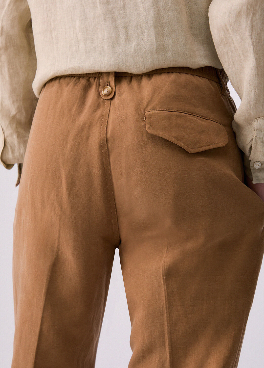 Linen-blend trousers cognac Liu Jo - large image number 4