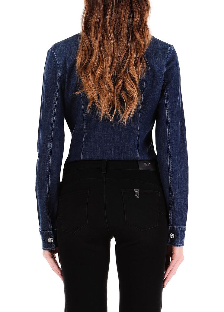 Джинсовая рубашка-боди синий деним Liu Jo - large image number 1