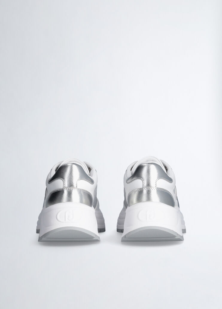 Leather and lurex sneakers silver tone Liu Jo - large image number 6 Leather and lurex sneakers silver tone Liu Jo - large image number 6