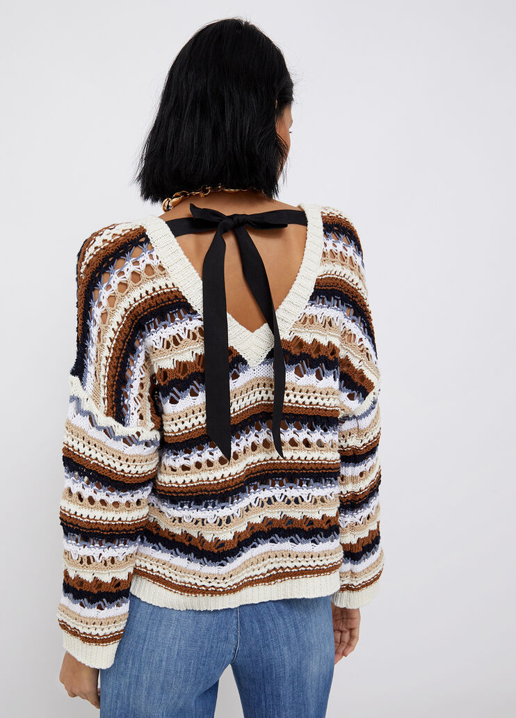 Jumper with bow on the back stripes Liu Jo - large image number 1 Jumper with bow on the back stripes Liu Jo - large image number 1