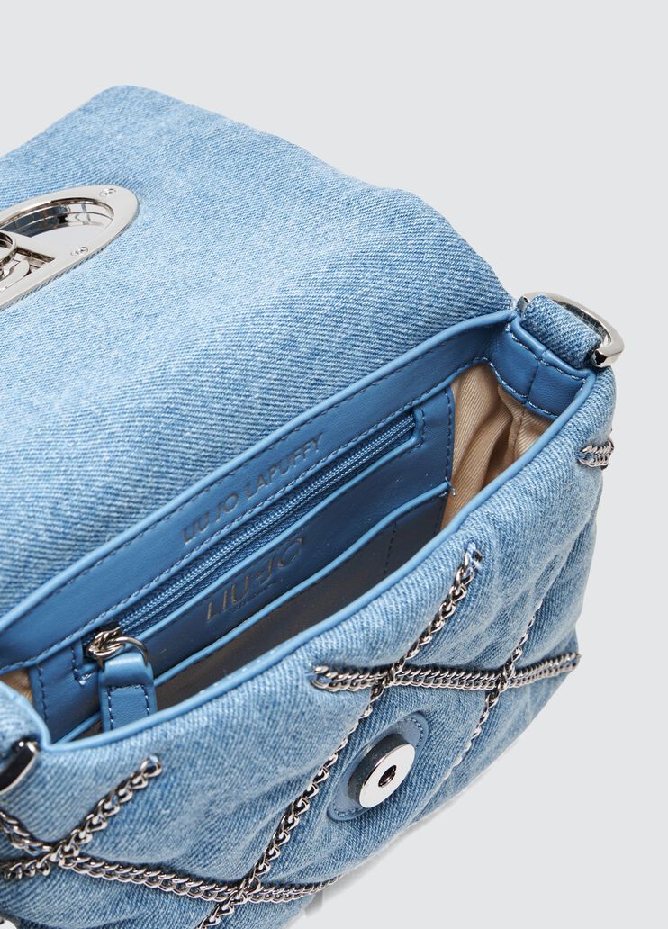 Borsa LaPuffy piccola in denim con catene denim chiaro Liu Jo - large image number 6 Borsa LaPuffy piccola in denim con catene denim chiaro Liu Jo - large image number 6