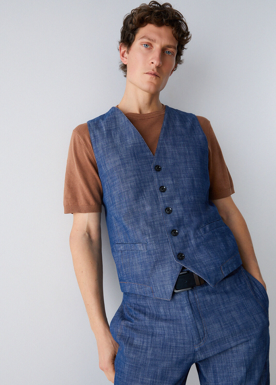 Chambray denim vest blue Liu Jo - large image number 3