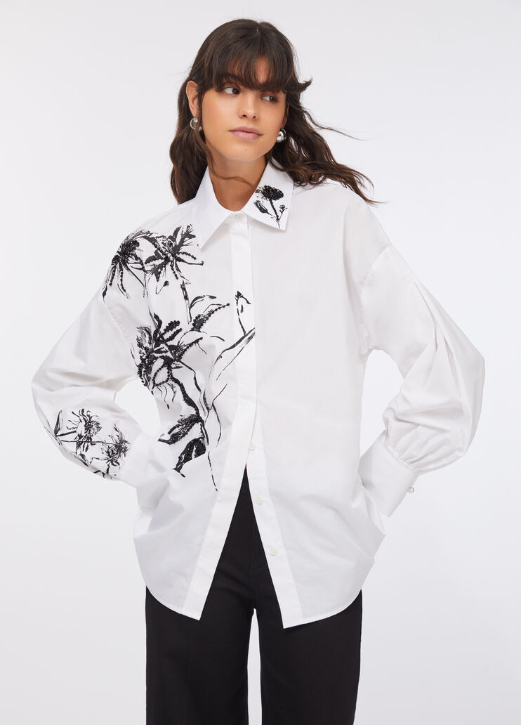 Oversized poplin shirt with print white Liu Jo - large image number 0