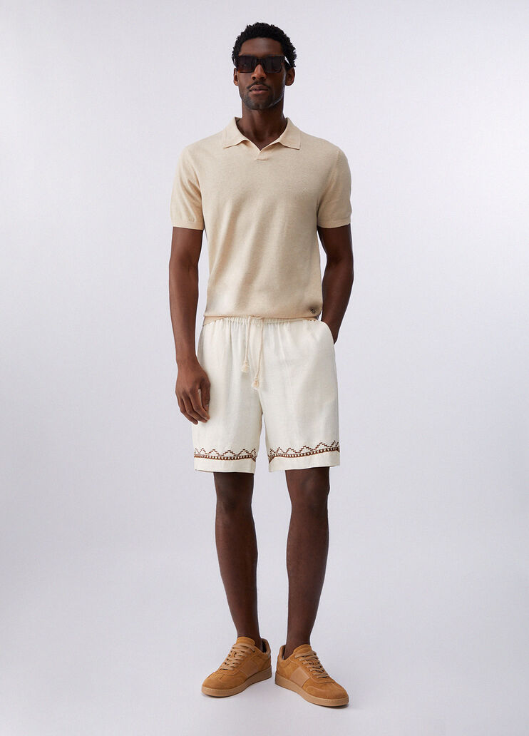 Leinen-Bermudashorts mit Stickereien Creme Liu Jo - medium