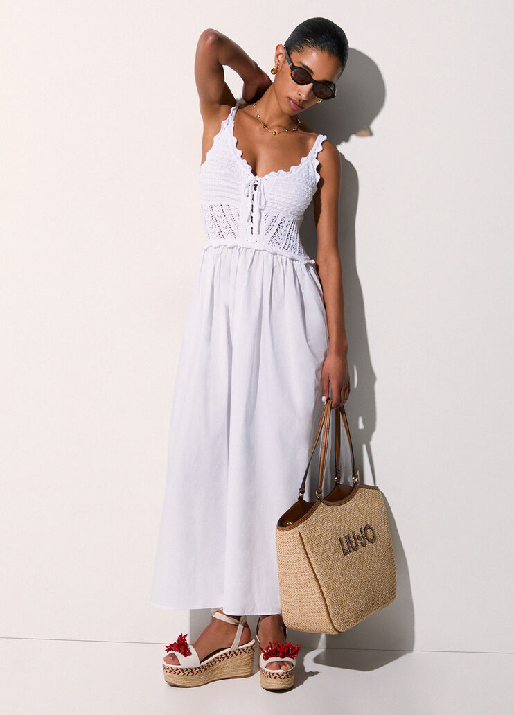 Langes Kleid mit Lochmuster am Oberteil Wei&szlig; Liu Jo - medium