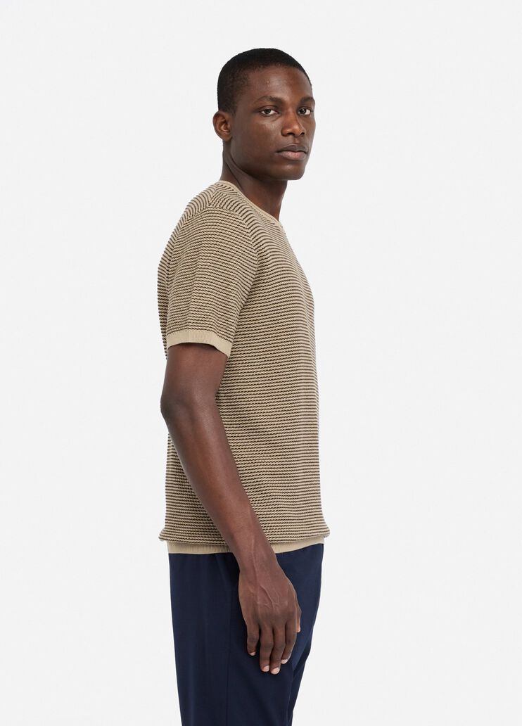 T-shirt jacquard en coton et soie beige Liu Jo - large image number 3