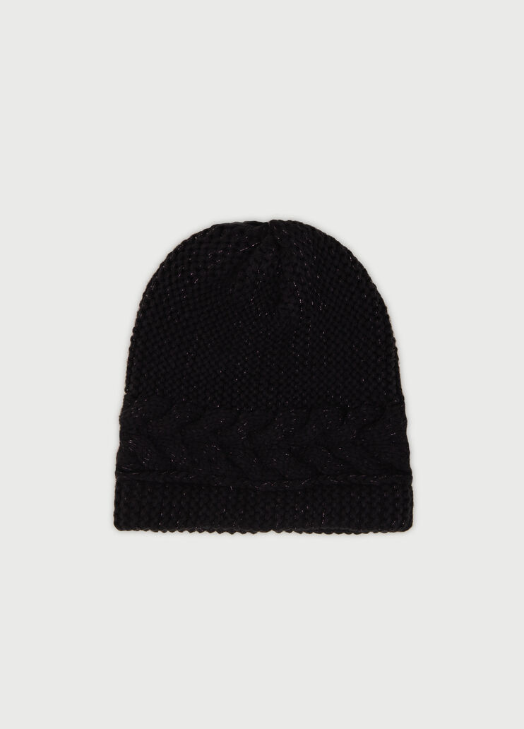 Beanie with lurex® cable stitch Black Liu Jo - large image number 2 Beanie with lurex® cable stitch Black Liu Jo - large image number 2