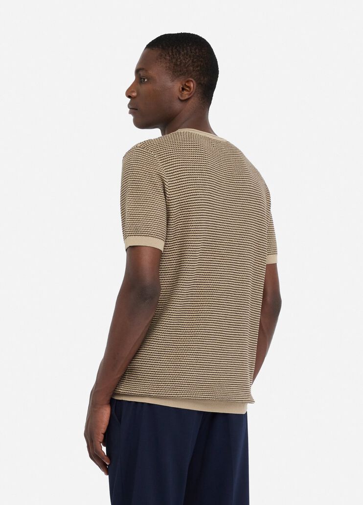 T-shirt jacquard en coton et soie beige Liu Jo - large image number 1