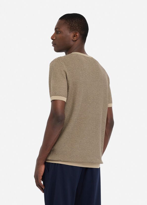 Camiseta de jacquard de algodón y seda beige Liu Jo - large image number 1