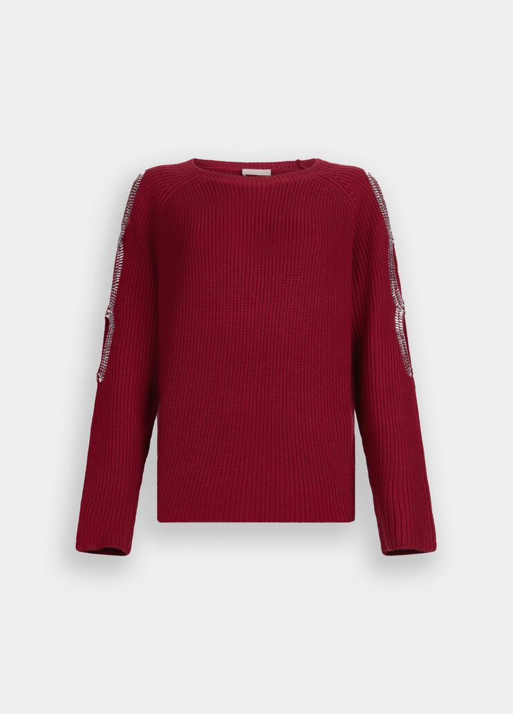 Pullover mit Cut-out und Schmuckstickerei Rot Liu Jo - large image number 6
