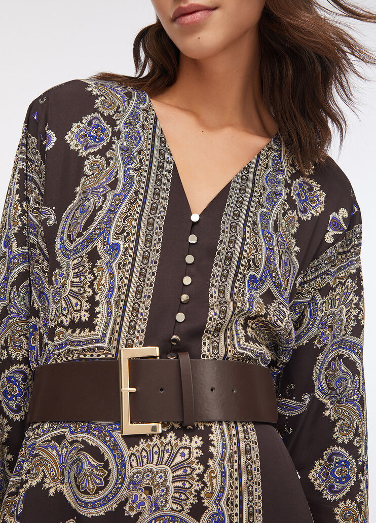 Midi dress with belt brown with print Liu Jo - large image number 4