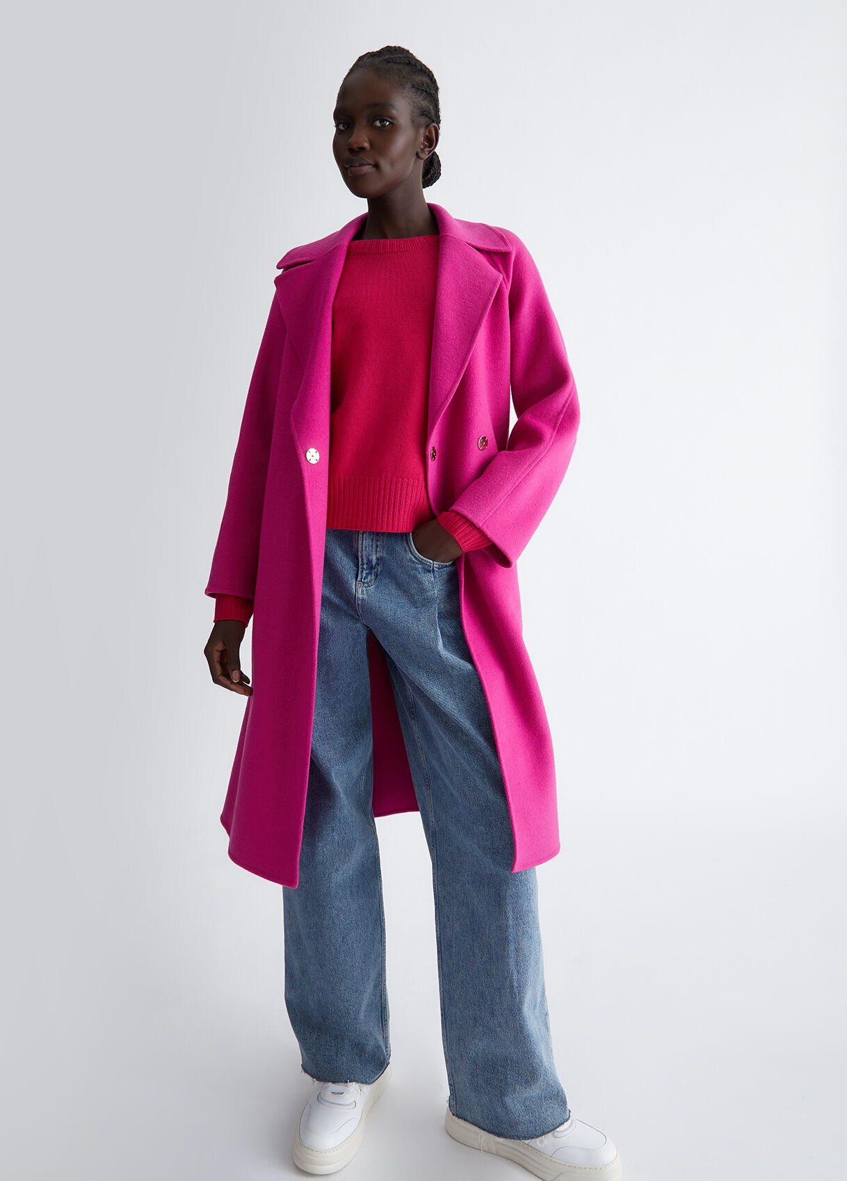 Long wool cheap blend coat