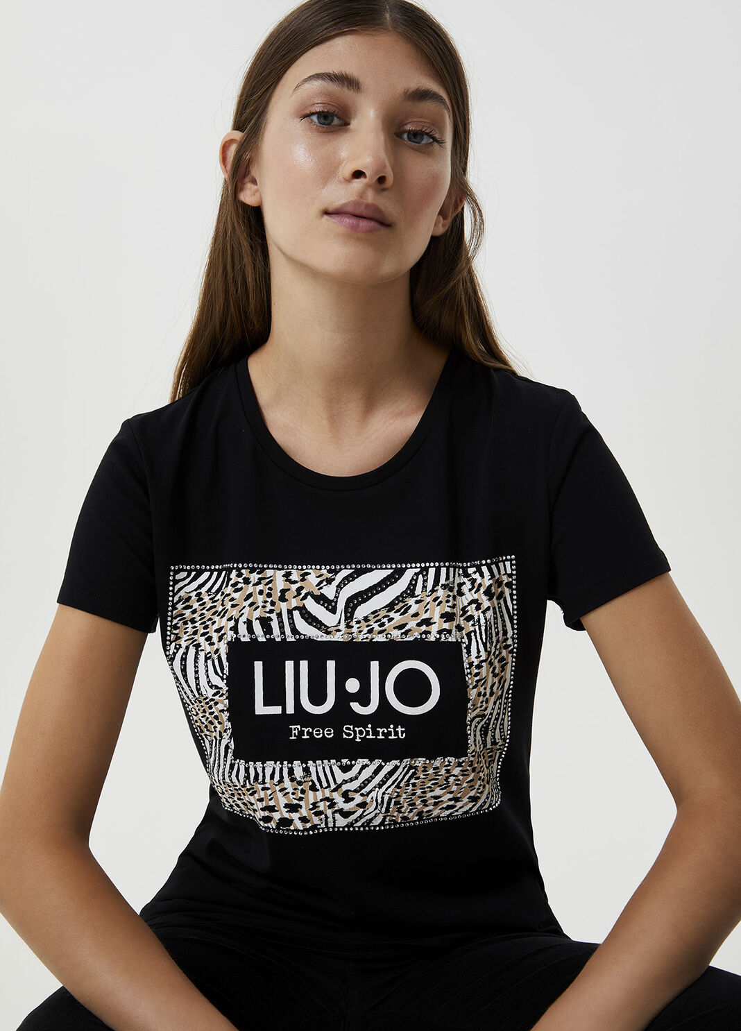 T-shirt with print and appliqu&eacute;s Black Liu Jo - large image number 2