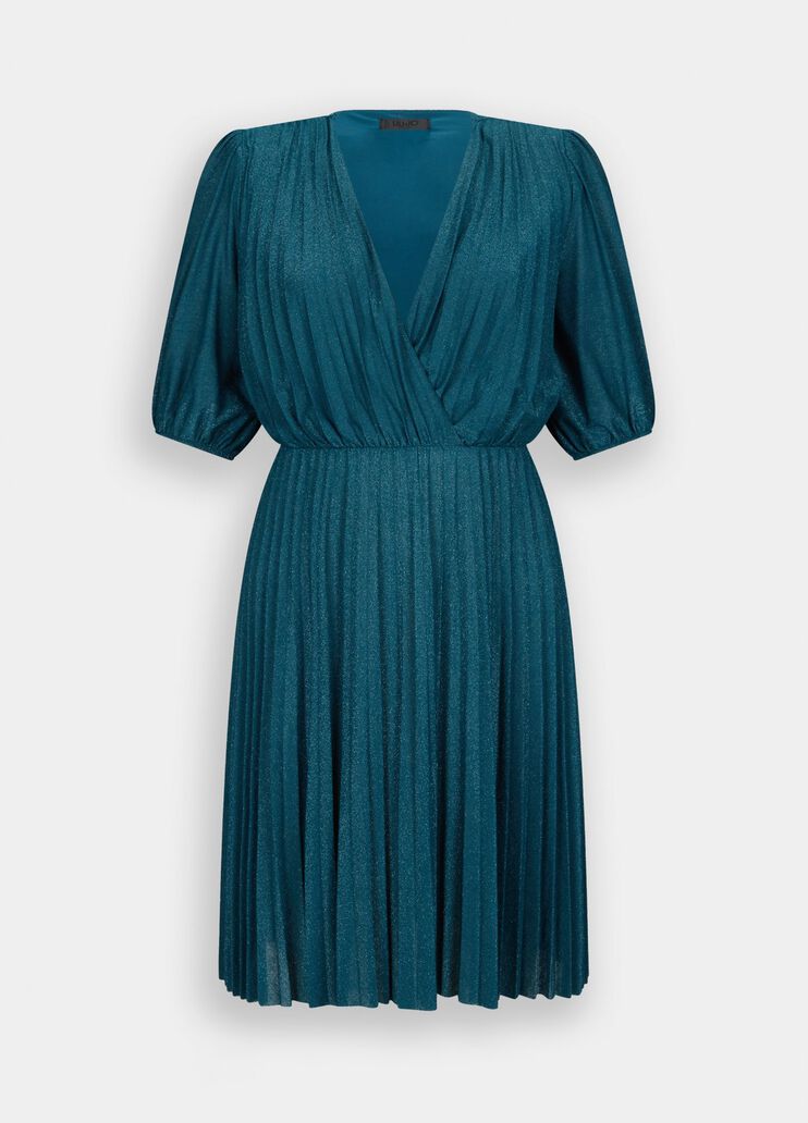 Elegant pleated short dress dark green Liu Jo - large image number 6
