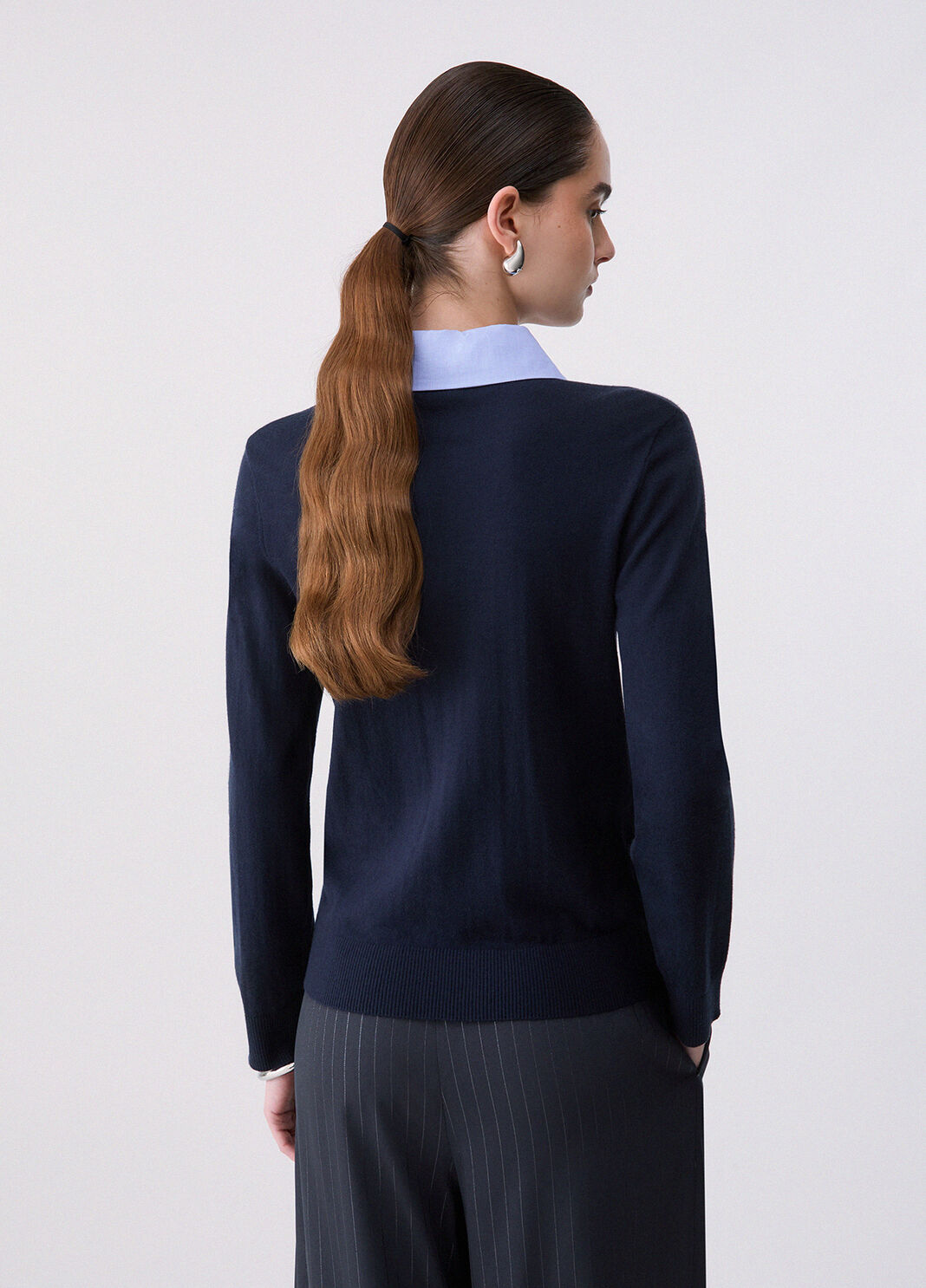 Knit with detail poplin dark blue Liu Jo - large image number 1